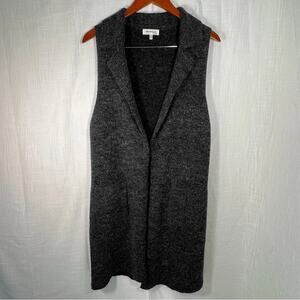 Monteau Sleeveless Collared Long Soft Gray Cardigan Size M